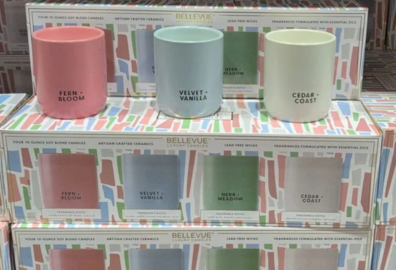 BELLEVUE LUXURY CANDLES 4 CERAMIC SOY BLEND 10 OZ GIFT SET