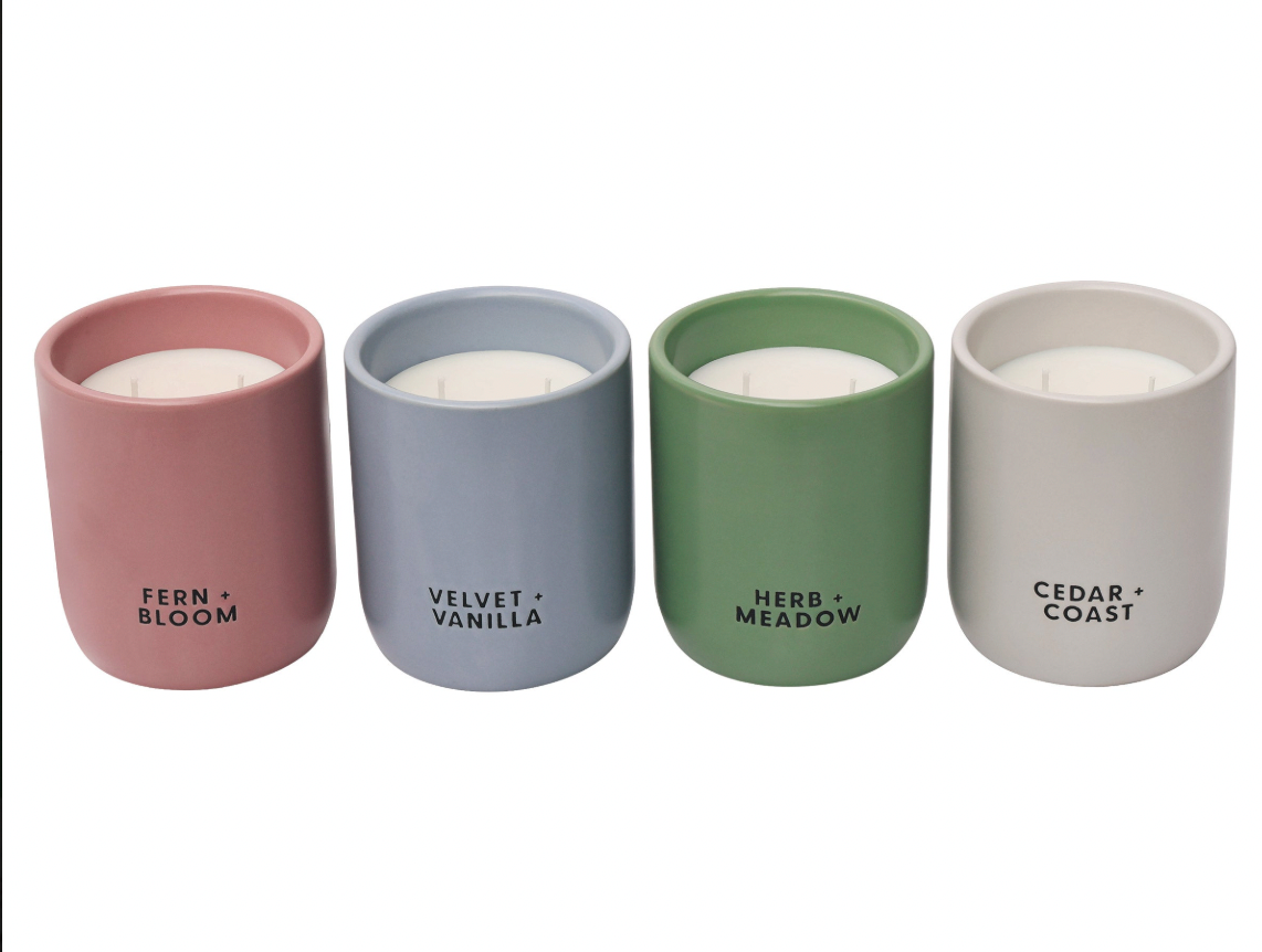 BELLEVUE LUXURY CANDLES 4 CERAMIC SOY BLEND 10 OZ GIFT SET