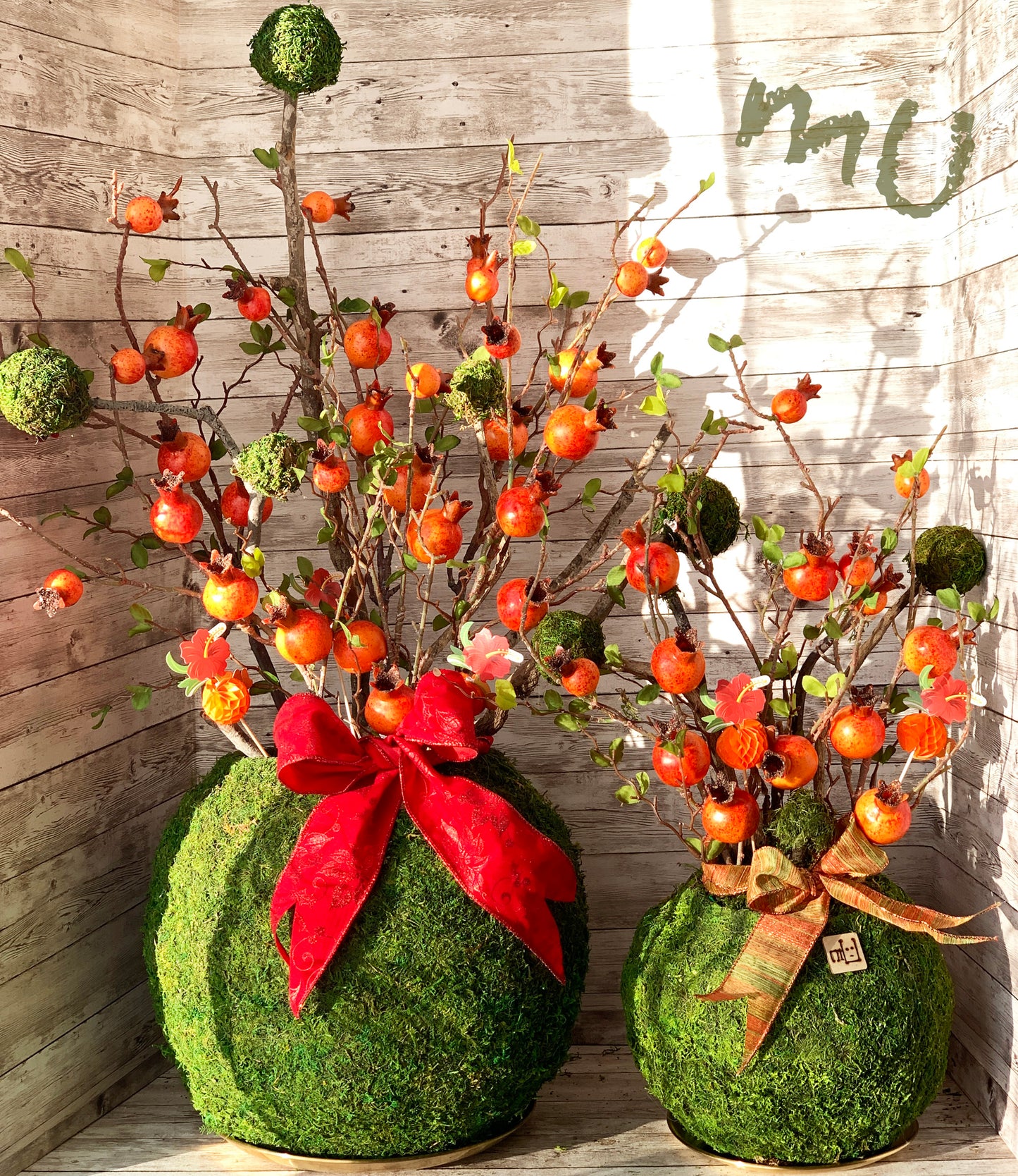 PREMIUM ARTIFICIAL POMEGRANATE ARRANGEMENT ~festive-chinese new year~valentine's day~oriental~zen garden art~
