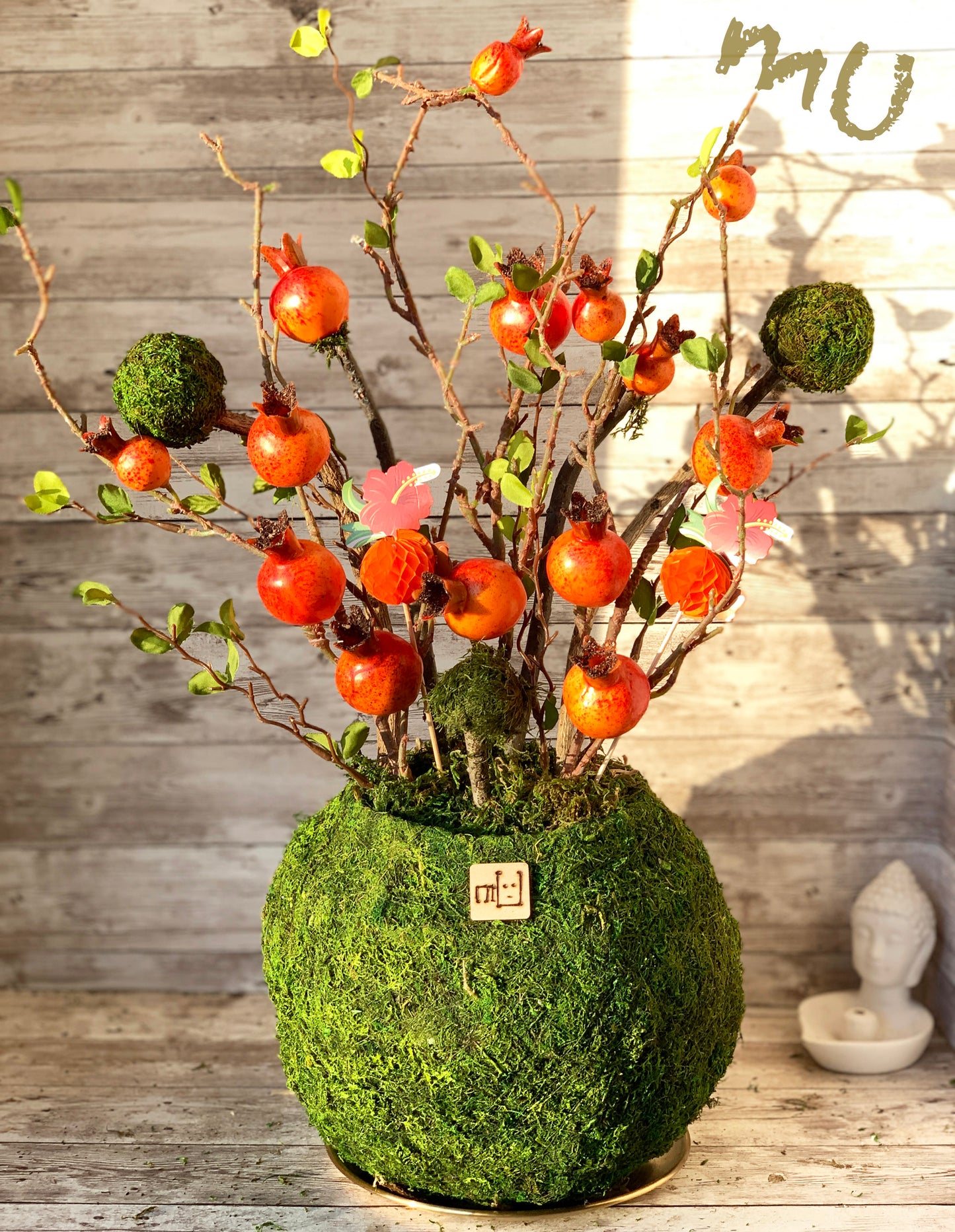 PREMIUM ARTIFICIAL POMEGRANATE ARRANGEMENT ~festive-chinese new year~valentine's day~oriental~zen garden art~