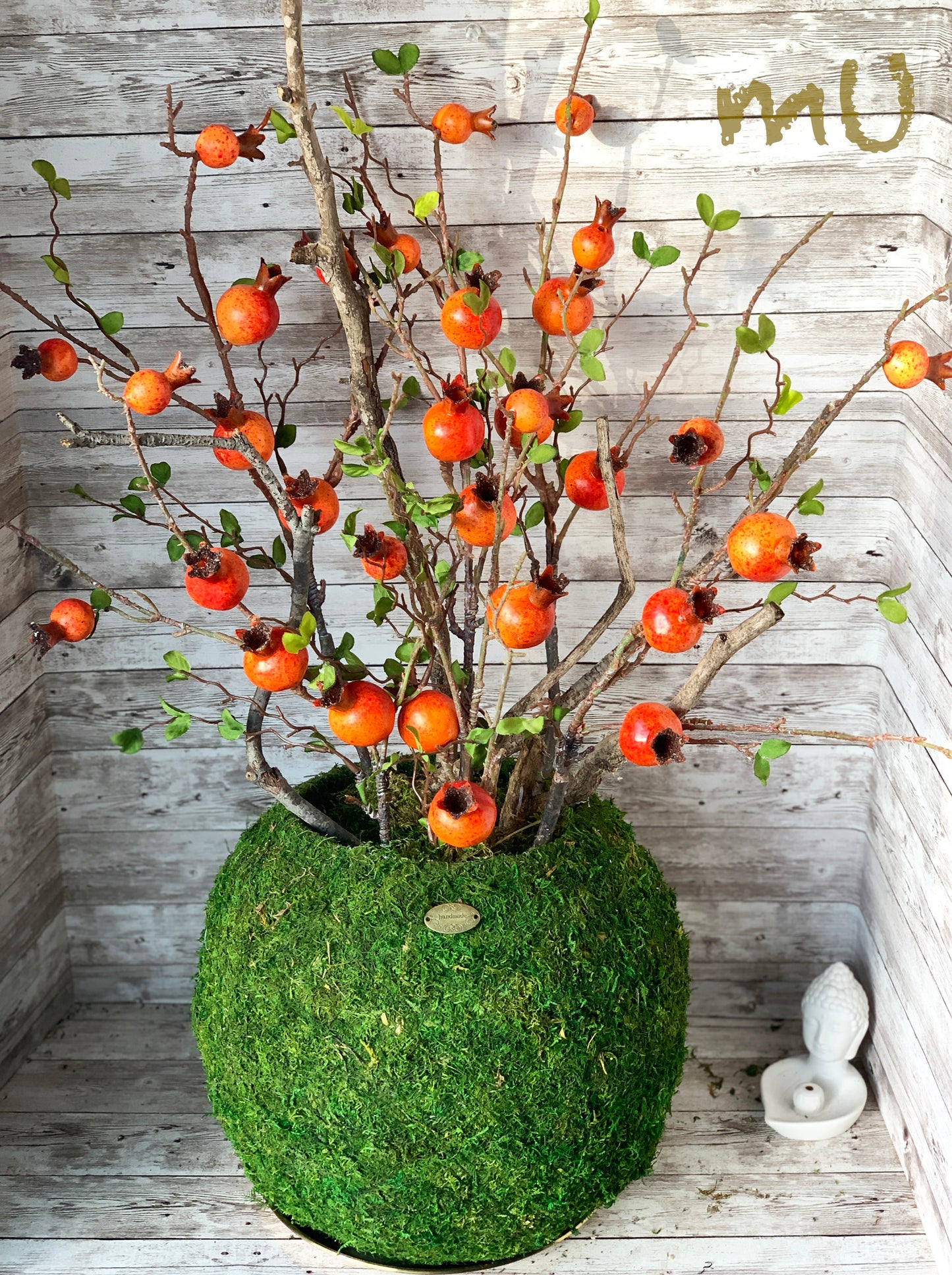 PREMIUM ARTIFICIAL POMEGRANATE ARRANGEMENT ~festive-chinese new year~valentine's day~oriental~zen garden art~