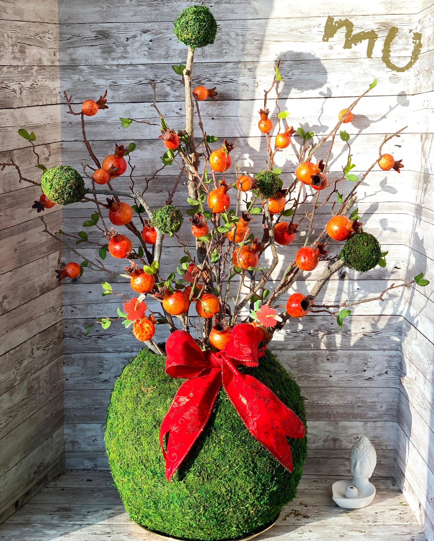 PREMIUM ARTIFICIAL POMEGRANATE ARRANGEMENT ~festive-chinese new year~valentine's day~oriental~zen garden art~